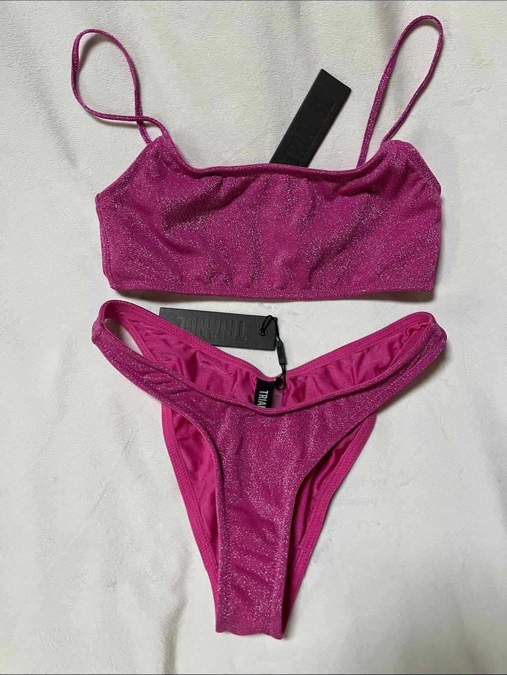 Triangl Swimwear Shimmer Pink Bikini Set Medium NWT